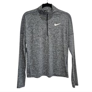 Nike Heathered Gray Long Sleeve 1/4 Zip Top Women's Size Small Thumb Holes Shirt